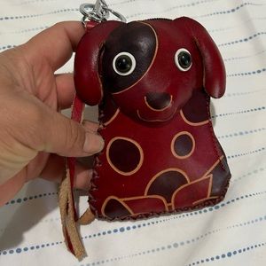 Red/black DOG-Handmade Coin Purse Leather